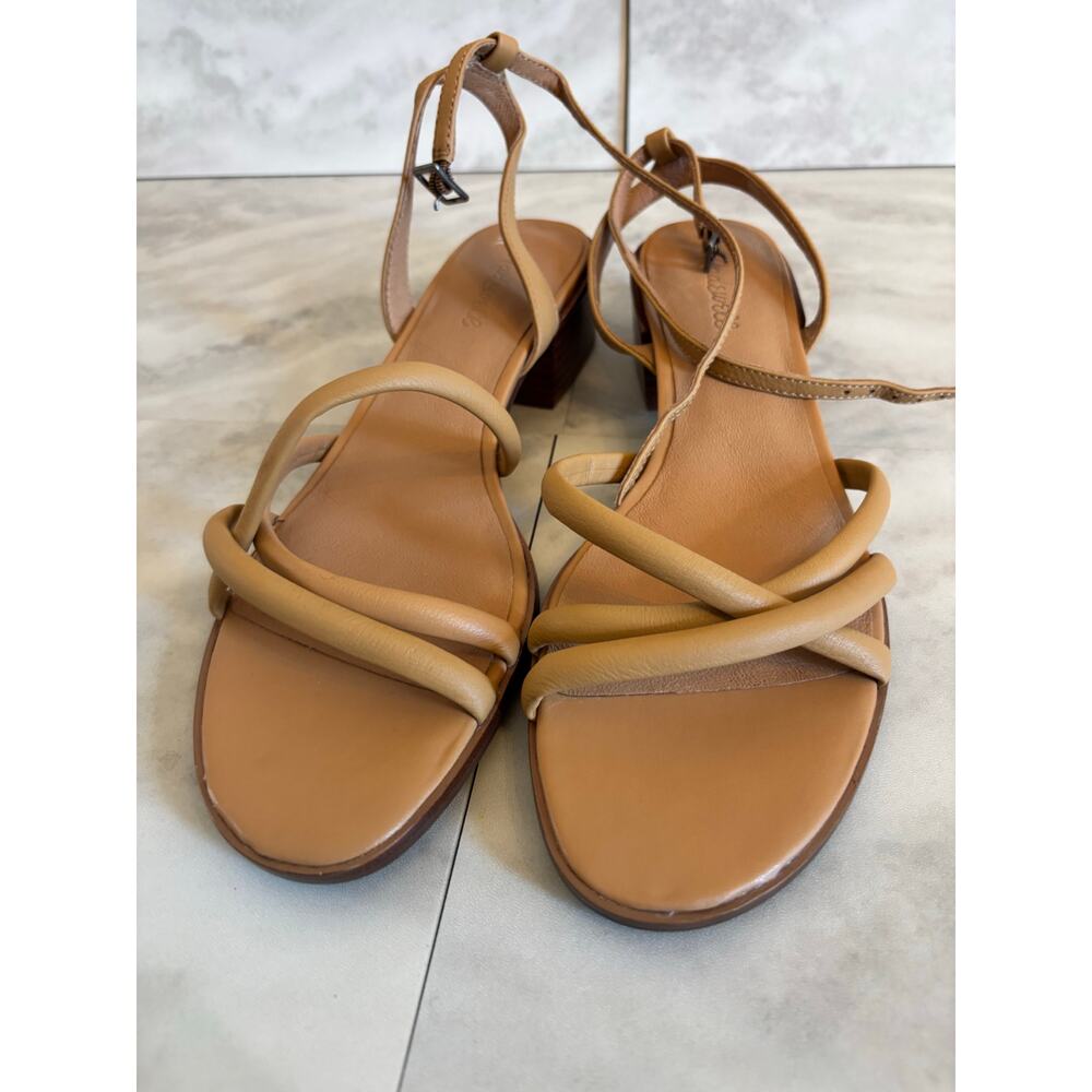 Madewell Women’s The Gena Ankle Strap Sandals Amber Brown Leather Size 10 - Picture 2 of 6
